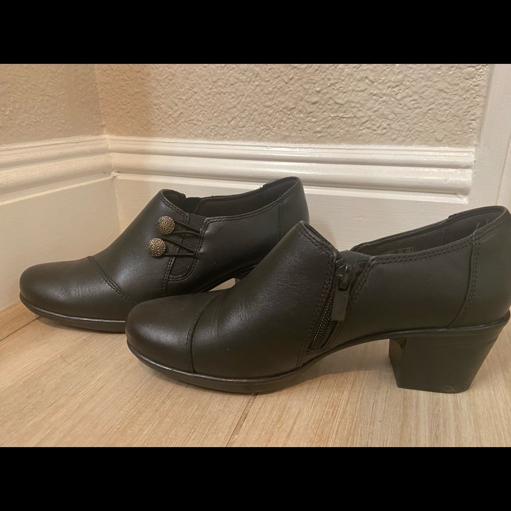 Clark’s. Black booties.